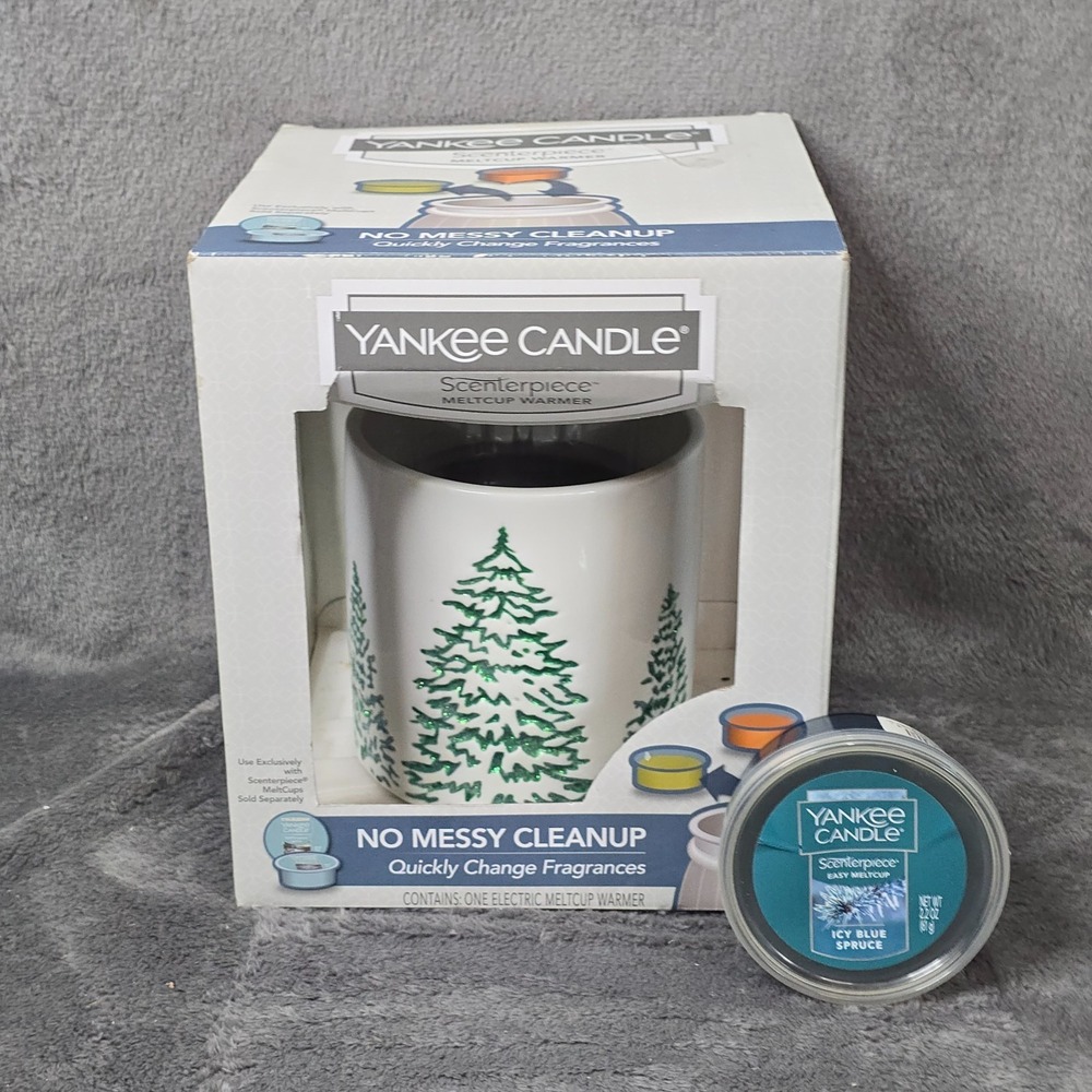 Yankee Candle‎ Scenterpiece MeltCup Warmer Winter Pine Trees Green Glitter NEW